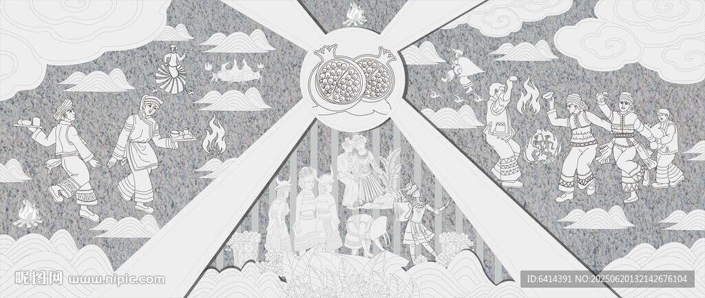 團結浮雕線稿設計圖