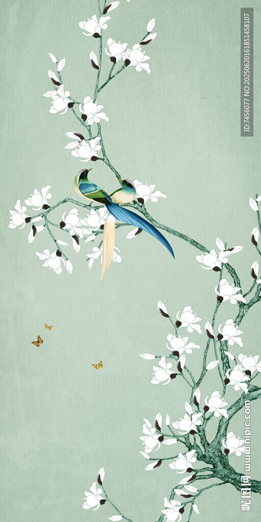 花鳥靈動自然之景玄關圖