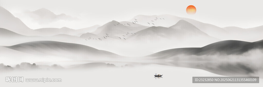 水墨山