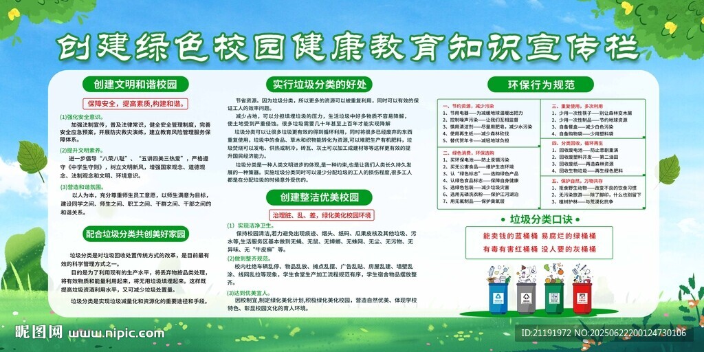 創建綠色校園健康教育知識宣傳欄