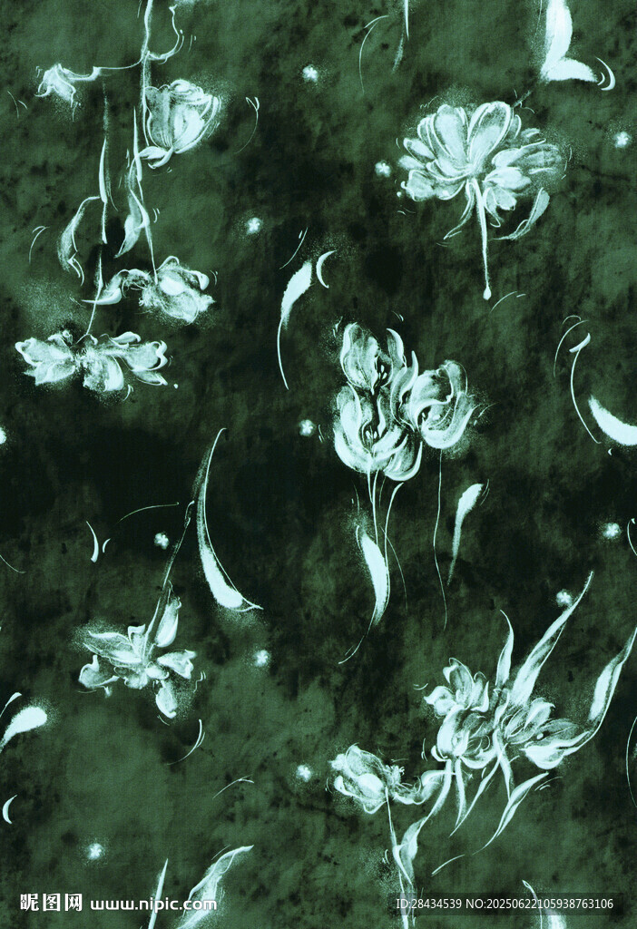 水墨風格花卉抽象圖案