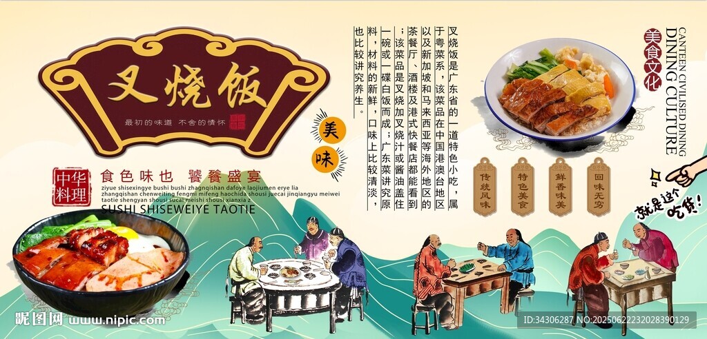 叉燒飯背景墻