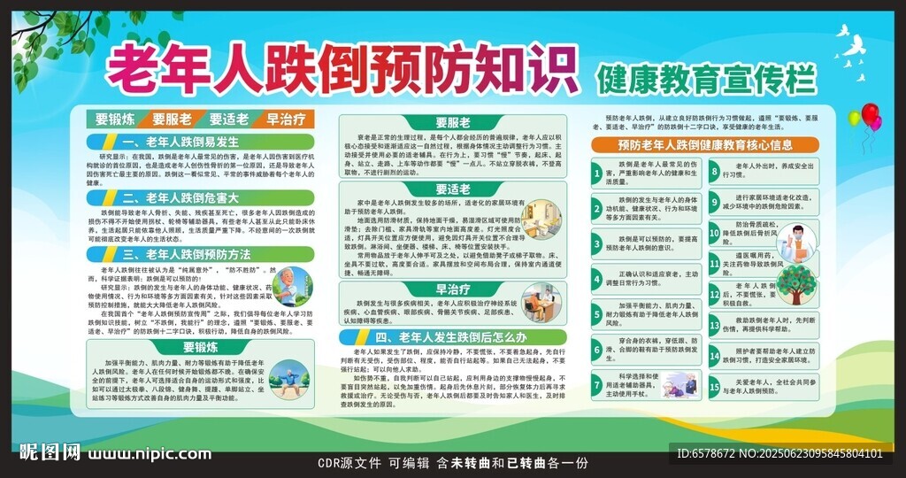 老年人跌倒預(yù)防知識宣傳欄