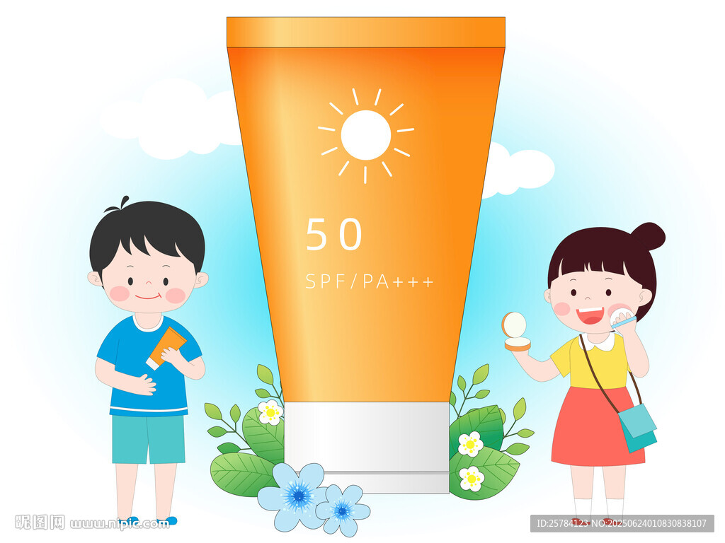 兒童高溫天氣涂防曬霜防曬傷中暑