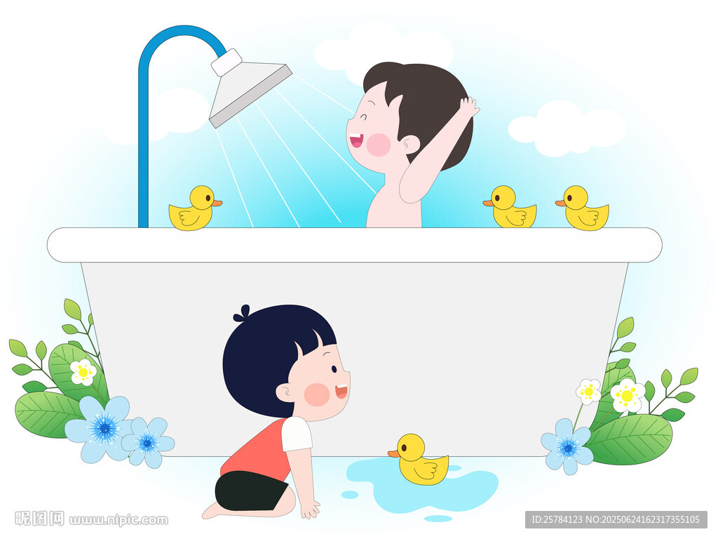 兒童夏天高溫天氣洗澡泡澡小黃鴨