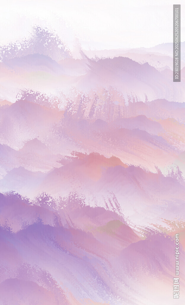 夢幻漸變山巒水彩畫