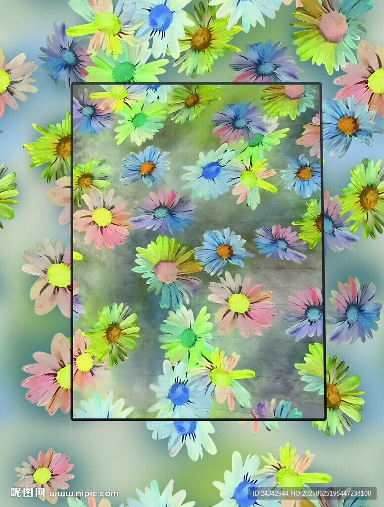 暈染彩色花