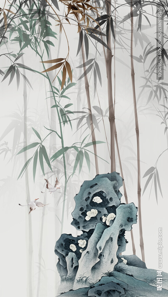 豎幅水墨竹子