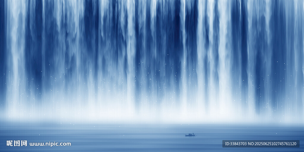 流水生財瀑布山水