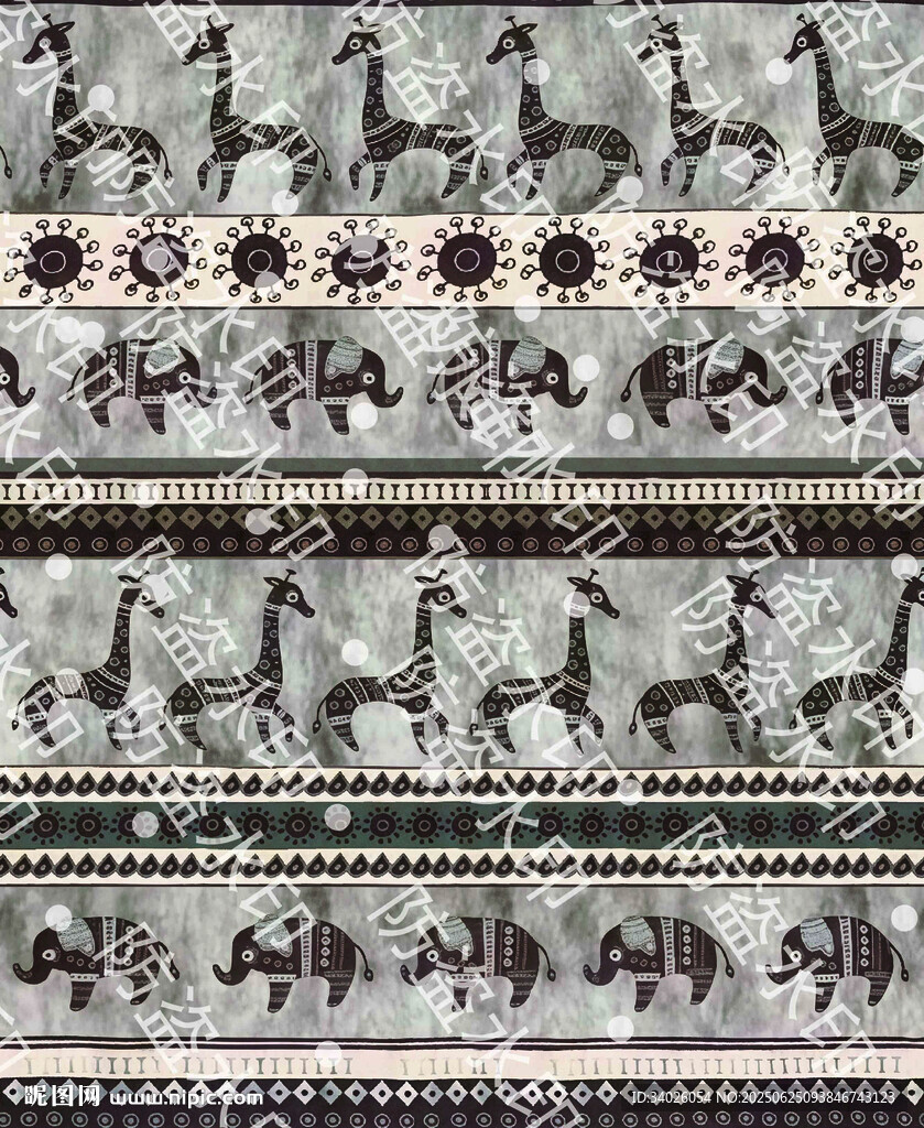 古代狩獵場(chǎng)景圖案紋理