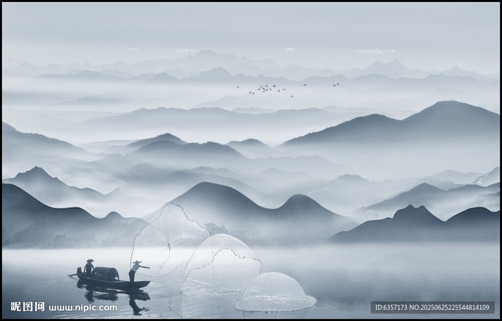中國風意境水墨山水畫
