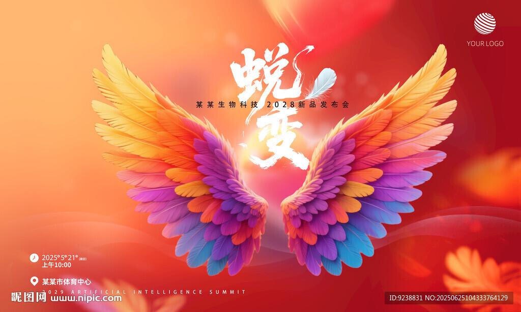 3D彩色天使翅膀唯美海報