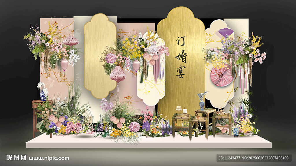 浪漫花卉主題婚禮背景