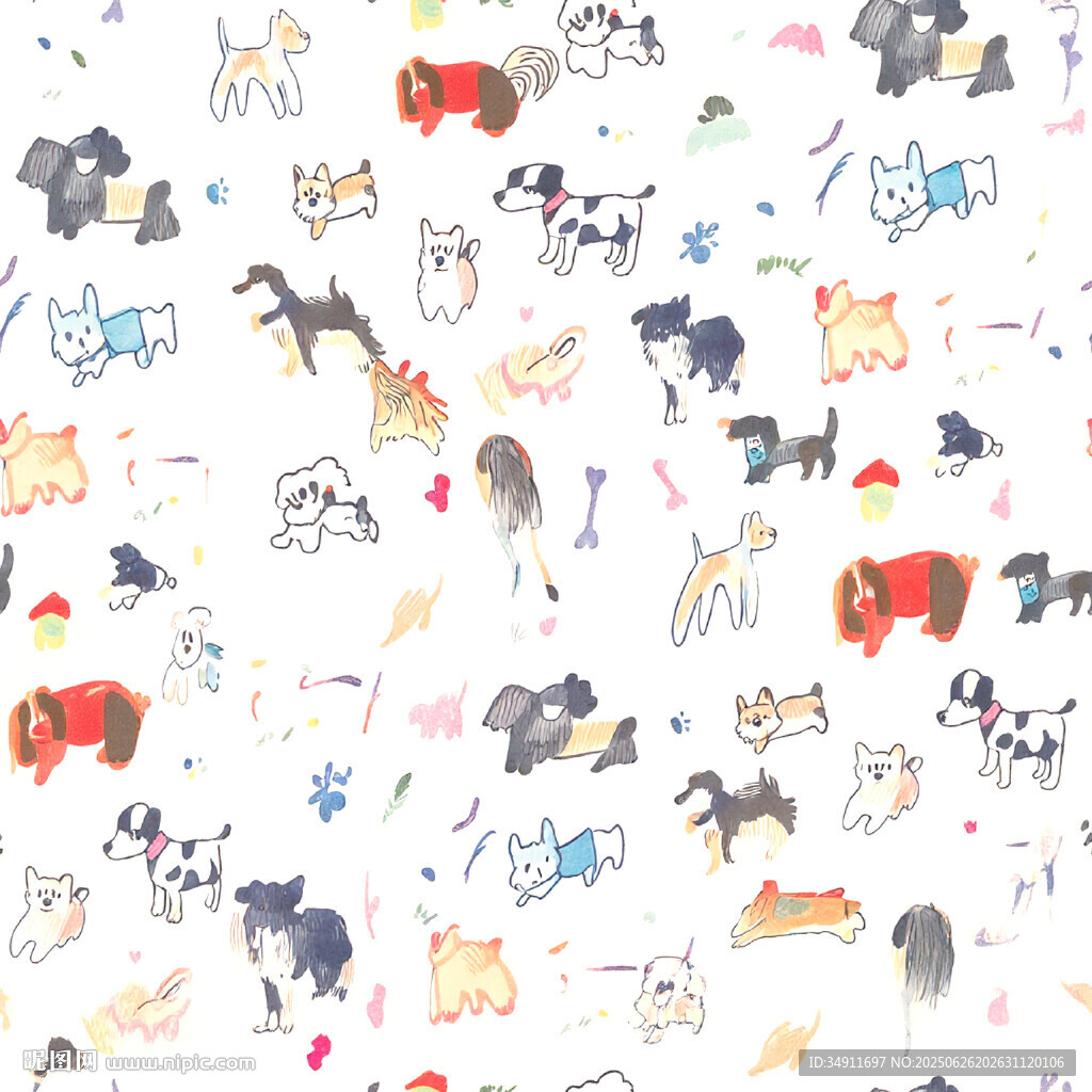 可愛動物涂鴉圖案背景