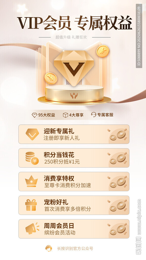 VIP會員 專屬權益金色