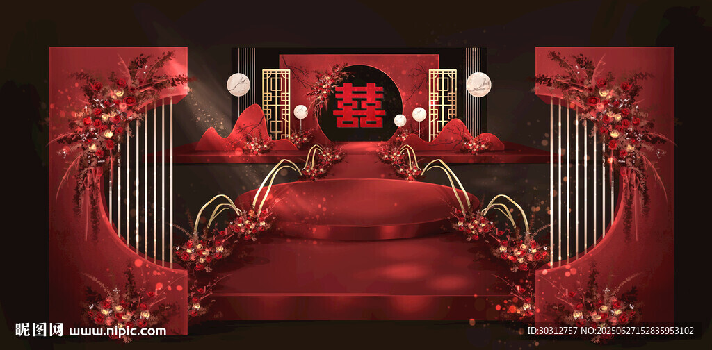紅色浪漫婚禮場景布置