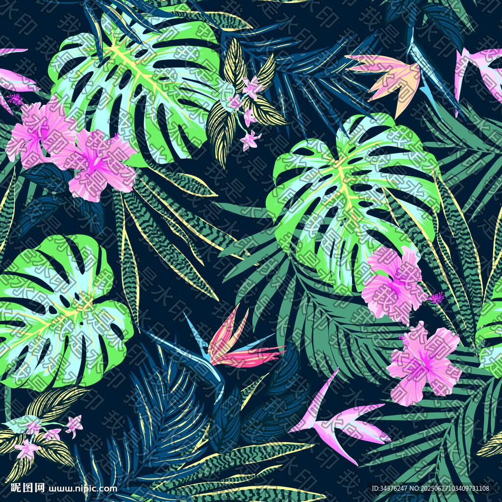 熱帶植物花卉圖案背景