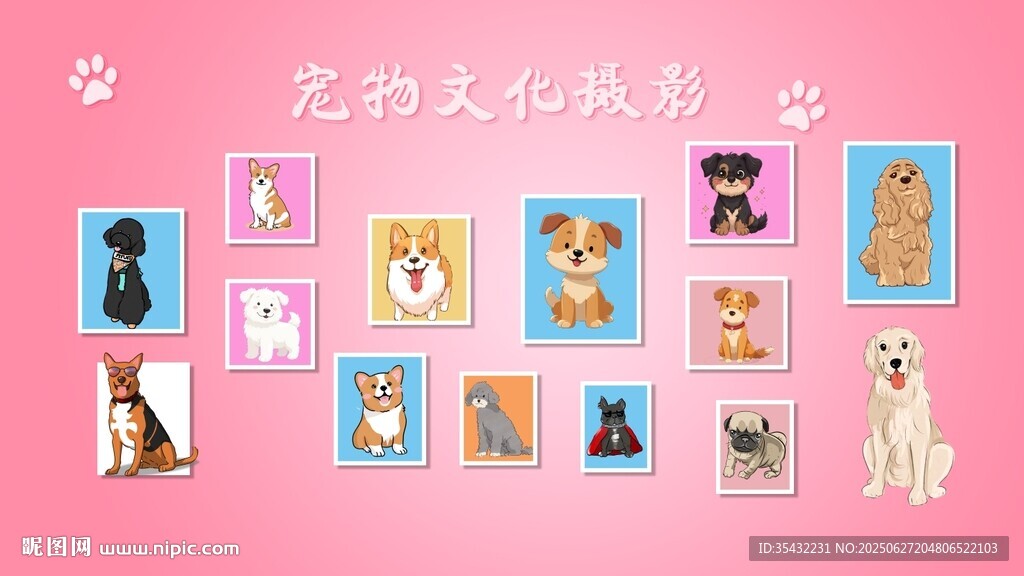寵物攝影可愛照片墻展示