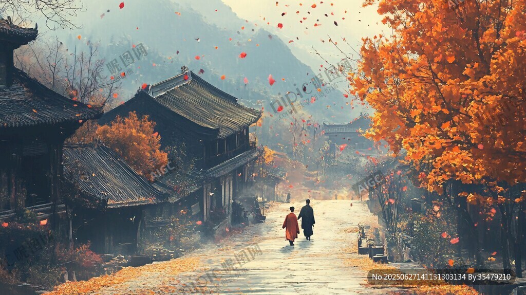 古剎秋景