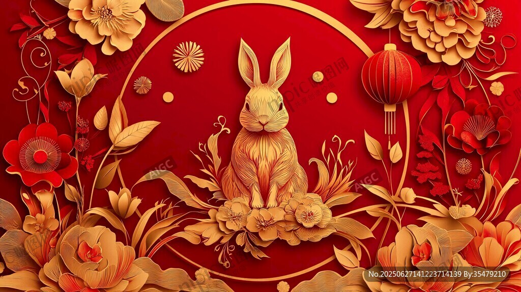金兔賀歲 中式繁花慶祥瑞