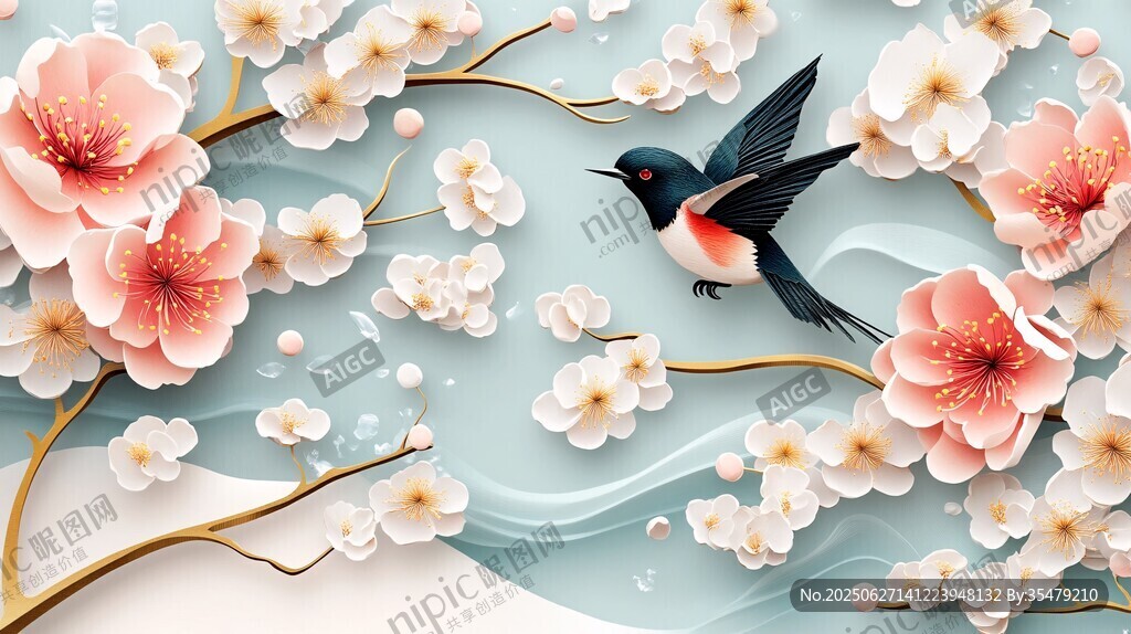 春燕棲花圖