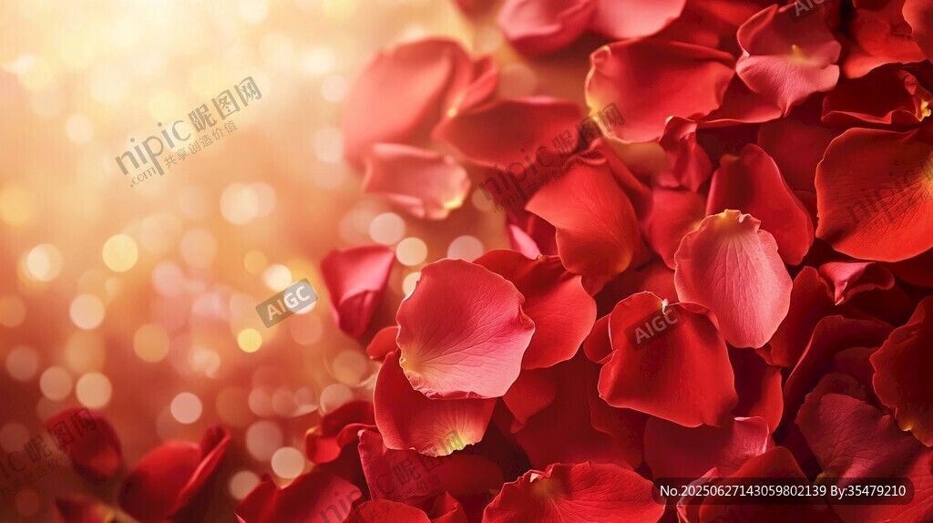 浪漫紅玫瑰花瓣夢幻背景