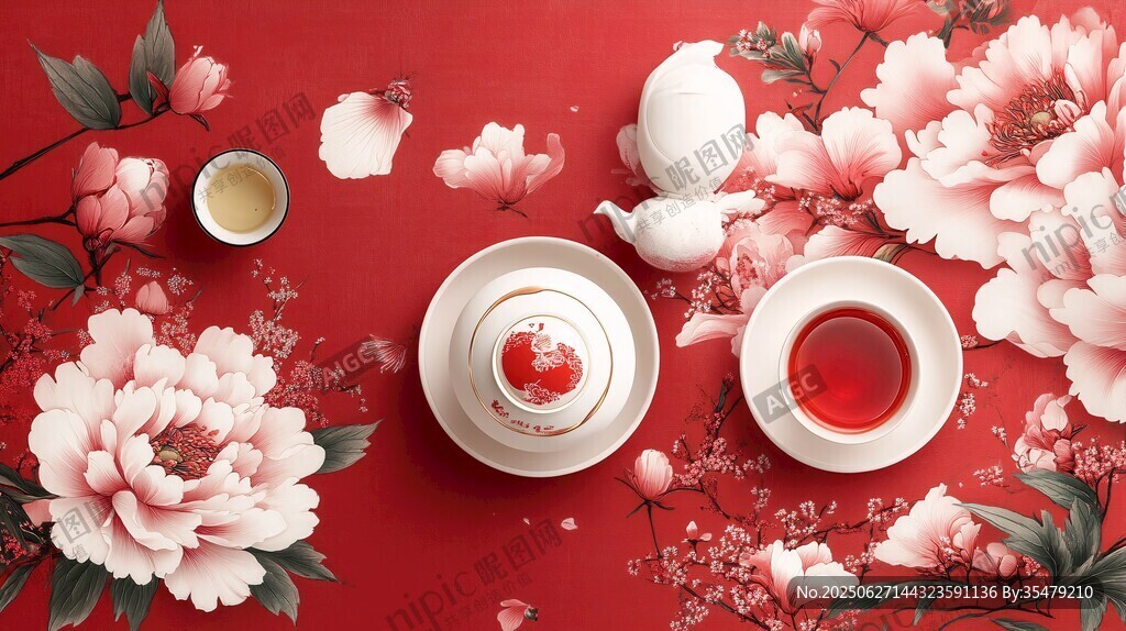 中式茶韻與繁花雅致場景