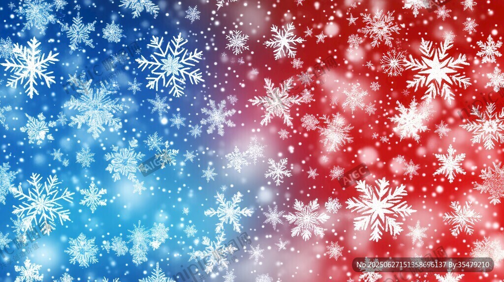 紅藍漸變雪花背景圖