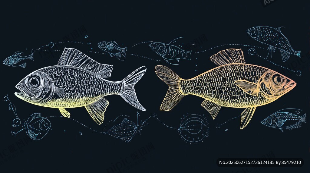 雙魚游弋圖