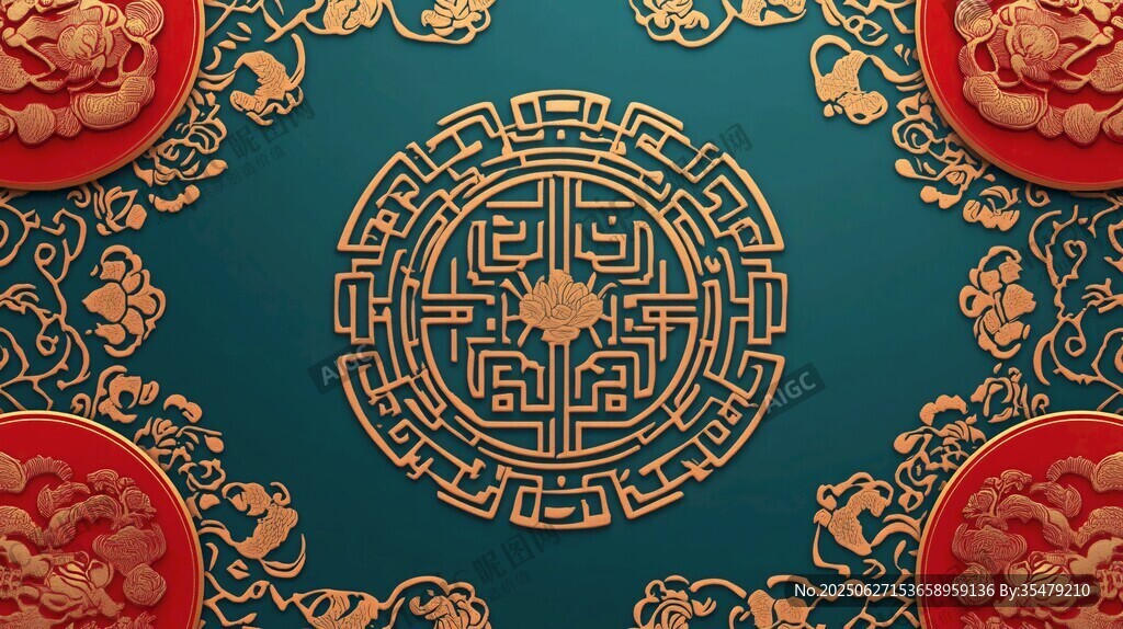 中式古典花紋背景圖案