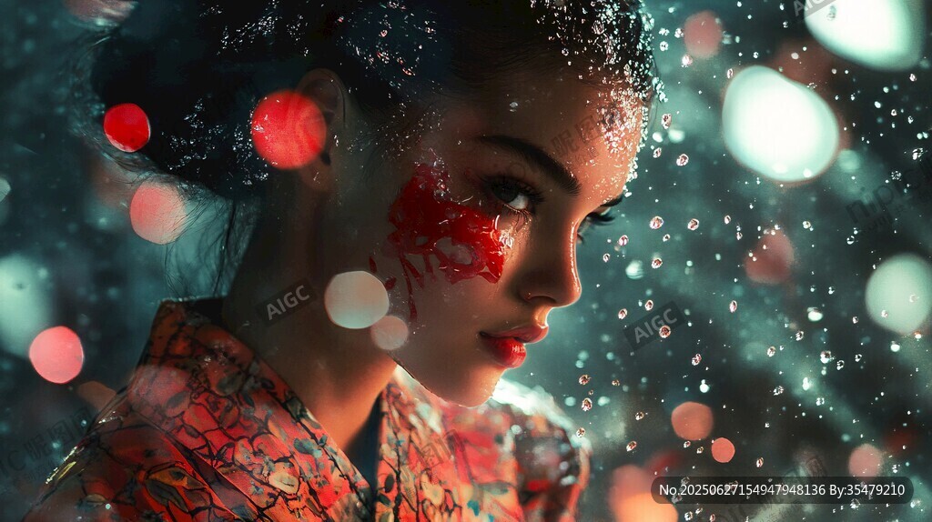 夢幻紅衣女子的唯美瞬間