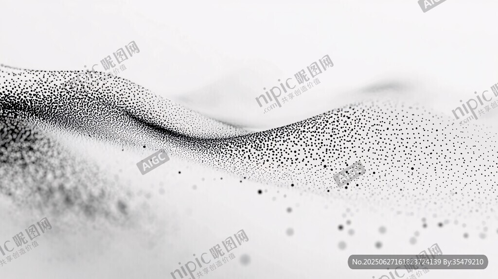 黑白粒子流動抽象背景圖