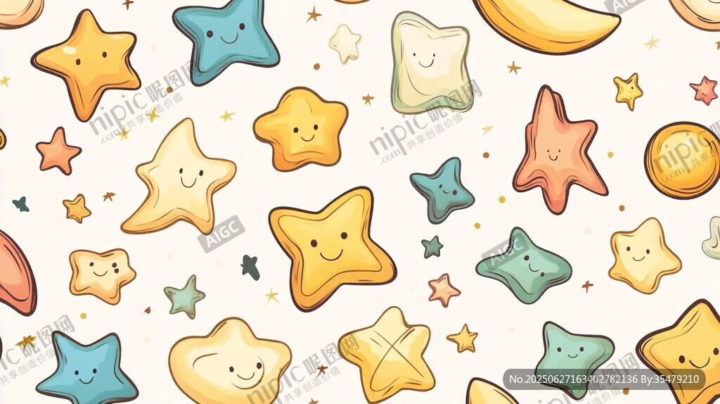 可愛星星月亮卡通餅干圖案
