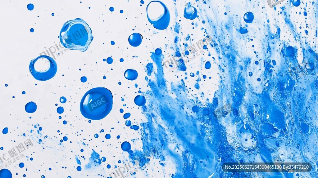 藍色水墨飛濺藝術畫面