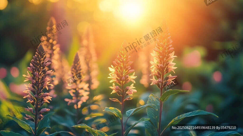 陽光下綻放的美麗花草
