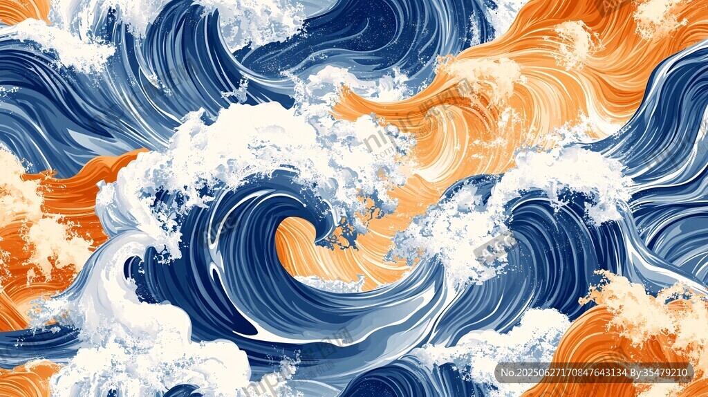 海浪涌動的絢麗藝術圖景