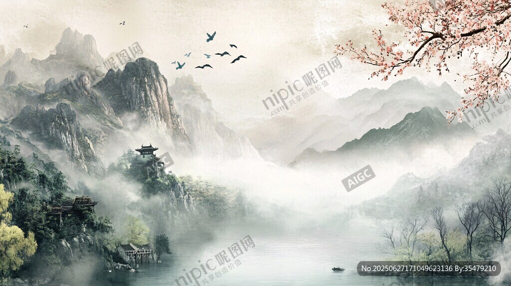 水墨山水間的詩意景致