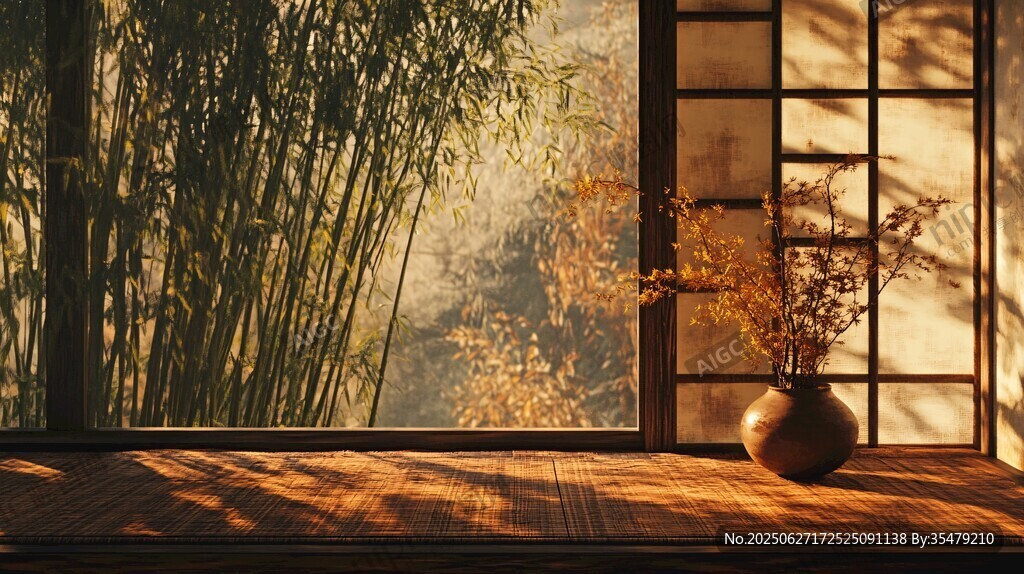 日式窗邊景 竹影伴花瓶