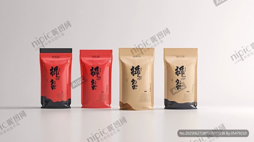 中式風格茶葉包裝袋展示