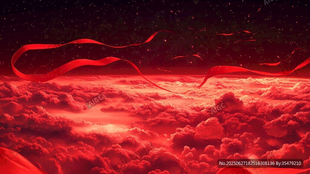紅色云海飄帶夢(mèng)幻場(chǎng)景
