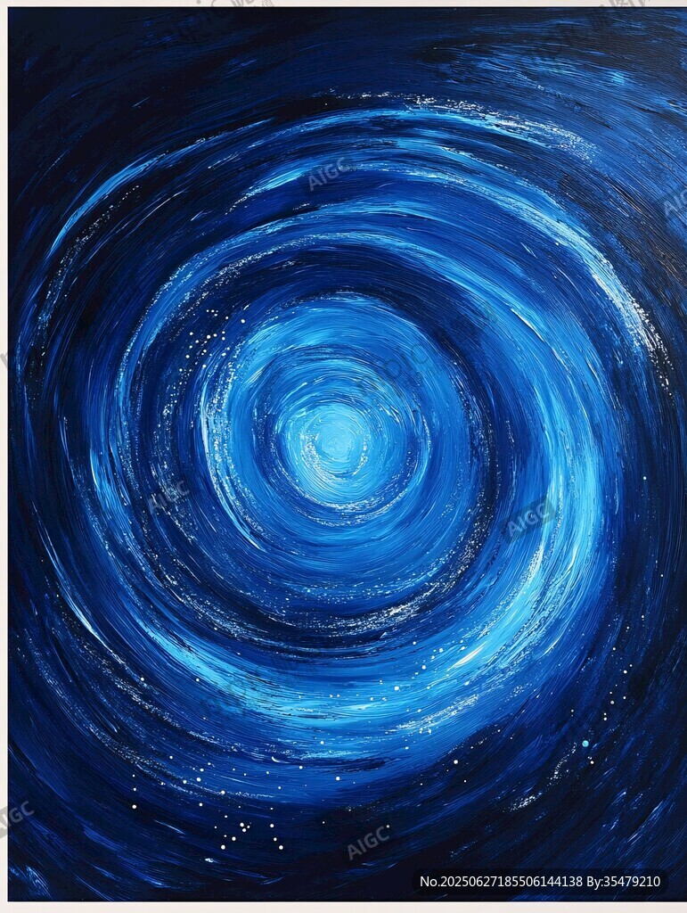 藍色夢幻星空漩渦油畫