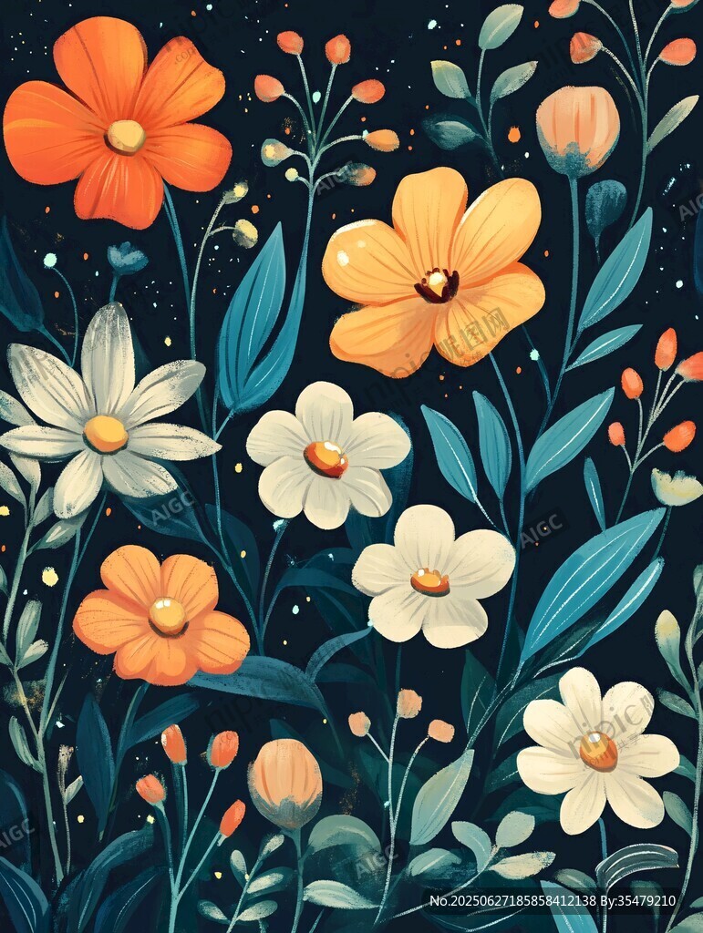 夜下繁花插畫