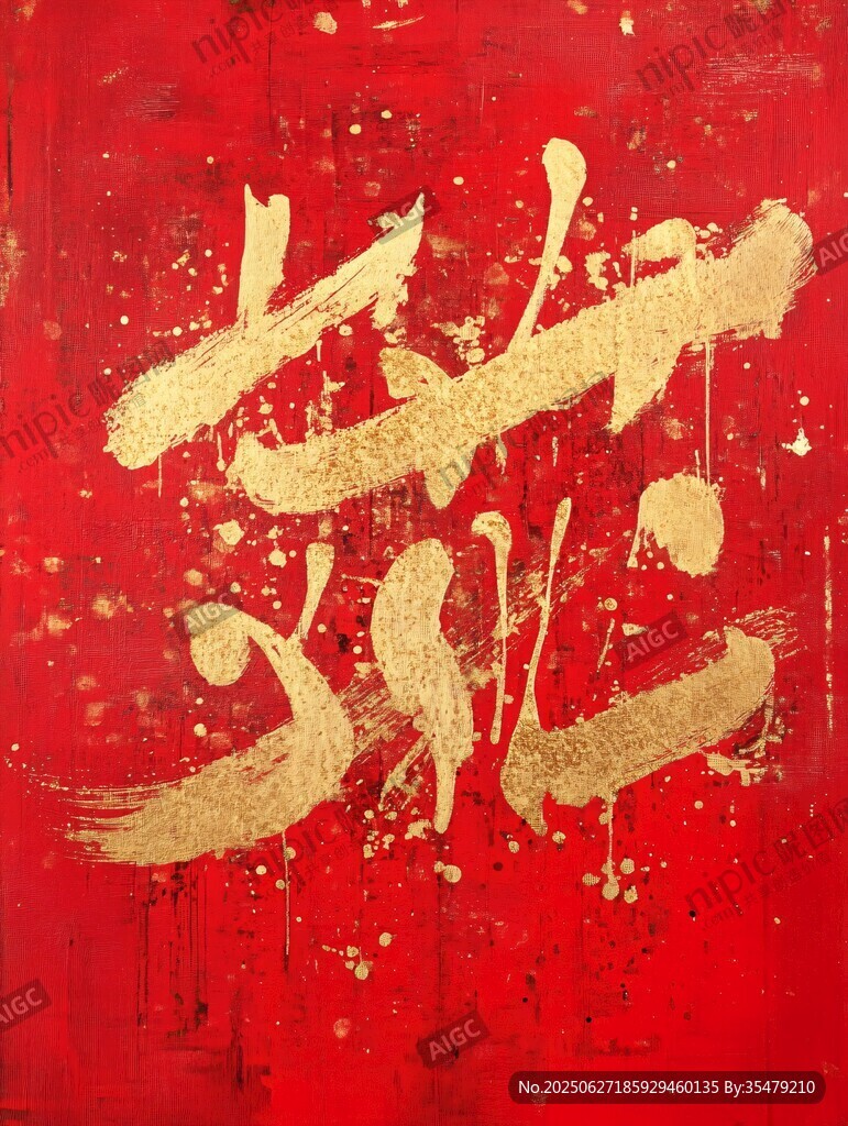 紅底金墨書法藝術(shù)字