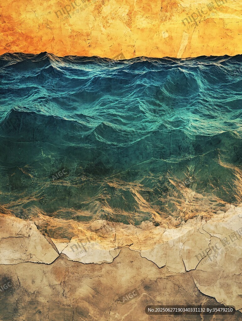 復古風海浪與斑駁背景圖