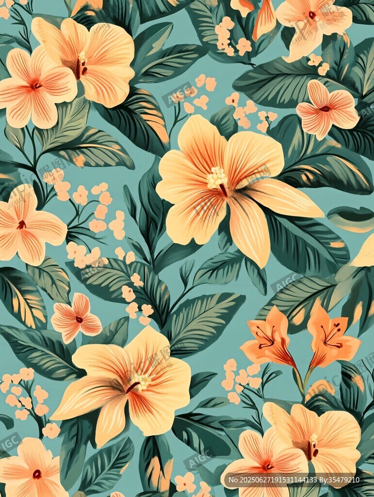 熱帶花卉圖案背景圖