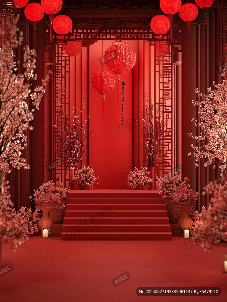 中式喜慶紅主題場(chǎng)景布置
