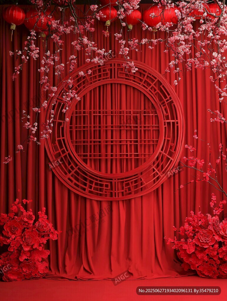 中式紅韻婚禮場(chǎng)景布置