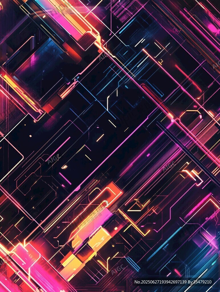 炫彩科技風幾何線條圖案