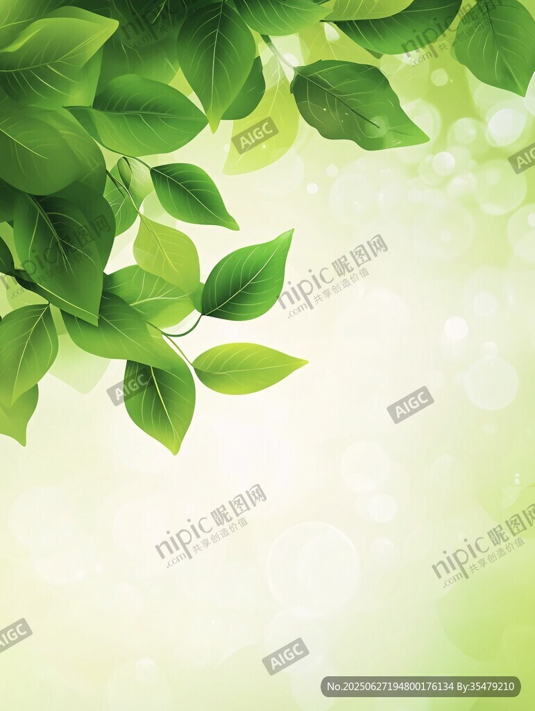 清新綠葉背景圖