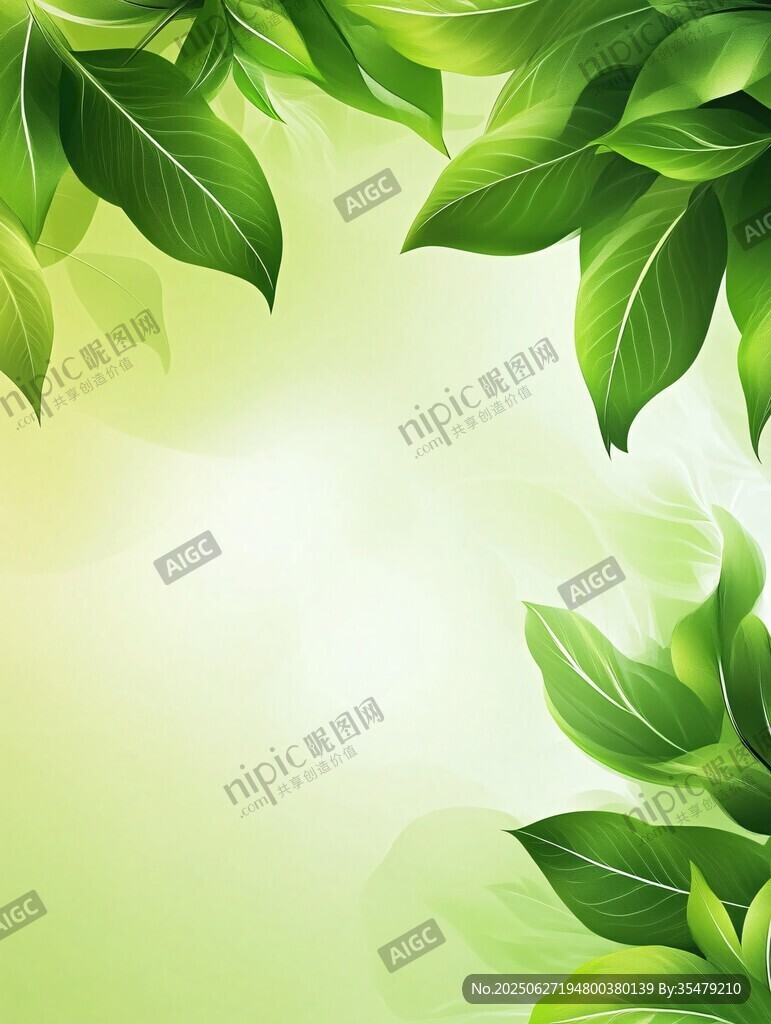 清新綠葉背景圖
